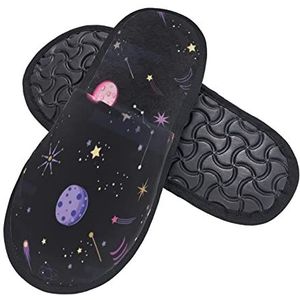 942 Slippers voor vrouwen Dream Space Galaxy katoenen pantoffels pluche voering heren warme instappers comfortabele huispantoffels voor dames voor vrouwen, binnen en buiten, heren, Harige pantoffels