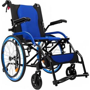 PA-DABAOO Lichtgewicht Rolstoel Van Aluminiumlegering, Zelfrijdende Rolstoel, Volwassen Reisrolstoel, Draagbare Opvouwbare Rolstoel, Handmatige Rolstoel, Zitbreedte 46CM,Rood