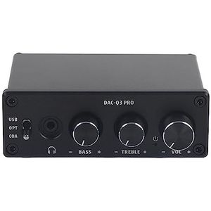 DAC-decoder, Mini-aanpassing van Hoog/laag Geluid Draagbare Audiodecodering met Ondersteuning voor Hoofdtelefoonversterker voor 3,5 Mm Hoofdtelefoon (Zwart)