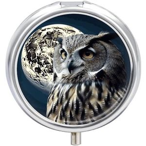 Uil en maan kleine pillendoos 3 roosters reizen pillendoosje draagbare dagelijkse pillenorganizer met anti-mengend ontwerp gemakkelijk op te halen medicijnen voor medicijnen, vitamine, supplementen