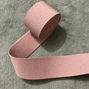 2 meter zilveren elastische bandbreedte verdikte hoge elastische kleur broek elastische platte rok taille rubberen band zachte taille afdichting-roze zilver-38mm-2M