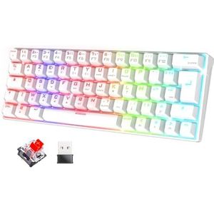 Spirit Of Gamer XPERT K200 | Draadloos gaming toetsenbord & Bluetooth RGB | TKL AZERTY ultra compact 60% | mechanische rode schakelaars anti-ghosting | compatibel met Windows, smartphone en tablet