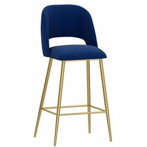 Moderne gestoffeerde barkruk, ontbijtbarstoelen met metalen voetsteun, fluwelen hoge barstoelen van 65/75 cm hoog