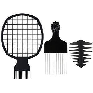 Afro kam, 3 stuks metalen pick kam, afro twist-kam, set pick-kam, kapselgereedschap voor thuissalon, haarstyling accessoires