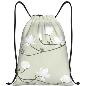 YWSOTRE Witte bloemen lente, trekkoord Sackpack Unisex String Bag Sport Gym Bag Casual Dagrugzak Trekkoord Rugzak, M, zoals afgebeeld, Eén maat