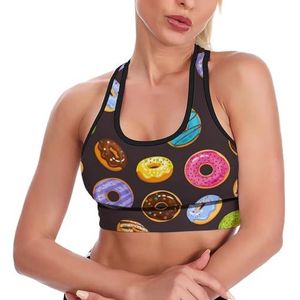 Kleurrijke Chocolade Donuts Vrouwen Tank Top Sport BH Yoga Workout Vest Atletische Bras