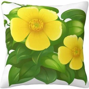 YUNWEIKEJI Gele bloemen in groene struik, kussensloop decoratieve kussensloop zachte polyester kussenslopen 45x45 cm