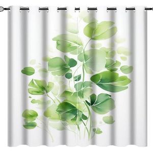 AEMYSKA Tropische groene bladeren thermisch geïsoleerde kamer verduistering slaapkamer gordijnen moderne aquarel plant minimalistische print doorvoertule venster gordijn panelen/gordijnen 84x84 inch