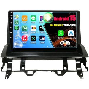 Android 15 2 Din Autoradio 9in Auto Stereo voor Mazda 6 2004-2010 met Draadloze Carplay Android Auto Bluetooth GPS Navigatie(4Core(2+32GB))