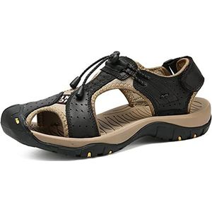 EKsma Casual wandelsandalen voor heren, gesloten teen, strandschoenen, sport, outdoorsandalen, zomersandalen voor wandelen, trekking, Zwart, 45 EU