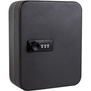 UBOHUZ Sleutelkast Sleutel Opslag Lock Box 20 Haken Combinatie Sleutelkast Beveiliging Lock Box Met Sleutel/Codeslot Thuis Vergrendelen Sleutel Organizer Voor Thuis, Garage (Zwart-Code type)