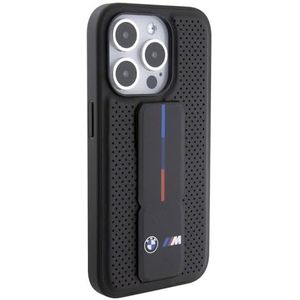 BMW BMHCP15LGSPPRK hoes voor iPhone 15 Pro 6,1 inch zwart hardcase grip stand glad & geperforeerd