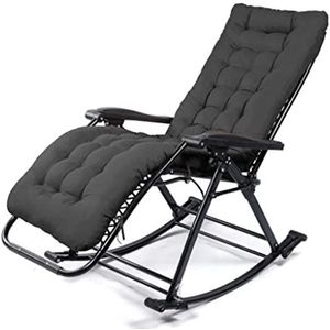 GEIRONV Vouwingsstoel met schommel, met verwijderbare stoellounge stoelen ondersteunen 380 pond Zero Gravity Patio verstelbare recliner Fauteuils (Color : Black)