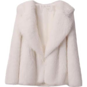 Dames Faux Fur Jas Winter Losse Oversized Lange Overjas, witte bontjas, XL