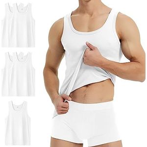 YouShow Onderhemd voor heren, 3/5 stuks, 100% katoen, tanktop, fijne rib, 5 x wit, 3XL