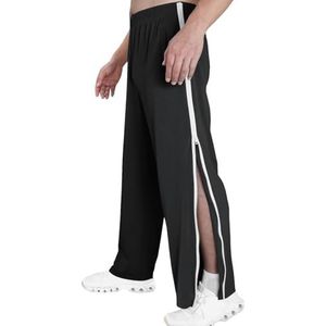 Revalidatiebroek Heren Joggingbroek Met Zakken M-3XL, Joggingbroek Heren Baggy Joggingbroek Trainingsbroek Met Zijopening Strepen Revalidatiebroek Met Zakken joggingbroek(Noir,M)