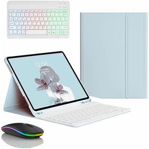 Toetsenbordhoes voor Samsung Galaxy Tab S10 Ultra 14.6'' 2024 (SM-X920), Magnetisch Afneembaar Draadloos Achtergrondverlichting Toetsenbord met Bluetooth Muis,Sky blue