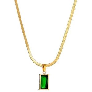 316L roestvrij staal groene kristal hanger ketting voor vrouwen Nieuwe Trend Snake ketting meisje nek sieraden partij cadeau