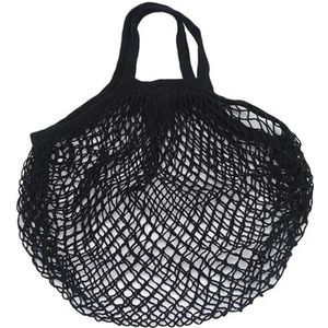 MZPOZB Draagbare Katoenen Mesh Tas Draagbare Herbruikbare Boodschappentassen Voor Fruit Groente Tas Katoen Mesh String Organizer Handtas Korte Handvat Netto Boodschappentassen Tote Mesh Tassen, Zwart,