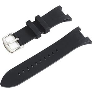 LUGEMA Horlogeband Band Horlogeband 31mm Rubber Compatibel Met Armani Exchange ARAX1803 AX1802 AX1050 (Color : Black Silver Buckle, Size : 31mm)