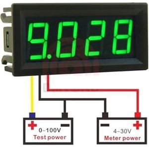 SABTOFNIV Digitale voltmeter, led-spanningsmeter, 0,56 inch, voor auto, 100 V, volt-meter voor auto, motorfiets, voltmeter, capaciteitstester