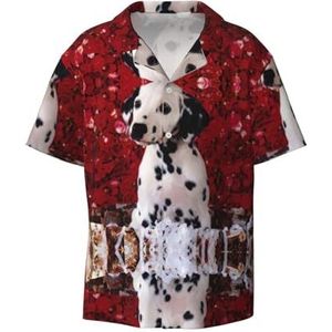 EdWal Dalmatische Puppy Print Heren Korte Mouw Button Down Shirts Casual Losse Fit Zomer Strand Shirts Heren Jurk Shirts, Zwart, XXL