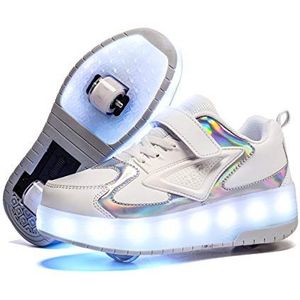 Roller&Skates Oplaadbare rolschoenen met kleurrijke ledverlichting, usb, uniseks, kinderen, met dubbele intrekbare wielen, lichtgewicht, outdoor, sport, crosstrainers, gymnastiek, loopschoenen voor jongens, meisjes