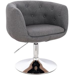 SVITA Panama Retro Loungestoel, beklede stoel, cocktailstoel, schotelvoet, metaal, stoffen bekleding, grijs