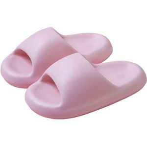 UBOHUZ Vrouwen Zomer EVA Dikke Enige Slides Koppels Effen Kleur Comfortabele Antislip Thuis Slippers Voor Badkamer, Zwembad, lichtpaars, 42-43