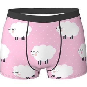 EdWal Sportief ondergoed voor heren met roze schapenprint, ondergoed voor heren, boxerslip, zacht ondergoed, Zwart, XXL