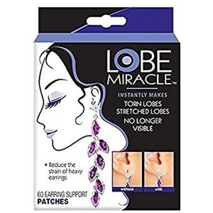 Lobe Miracle Steunpleisters voor oorlel, 60 stuks, 60 Count (Pack of 1), Hypoallergene heldere pleister, Geen edelsteen