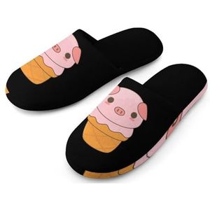 Leuke Ice Cream Varkens Vrouwen Katoenen Slippers Indoor Home Slippers Wasbare Slippers voor Vrouwen