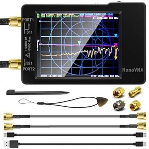 AURSINC NanoVNA-H Vector Network Analyzer, 2.8'' 10KHz -1,5GHz HF VHF UHF Antenne analyzer Antenneanalysator S-parameters, Steadygol-verhouding, faseafstand, vertraging, Smith Board (Versie REV3.4)