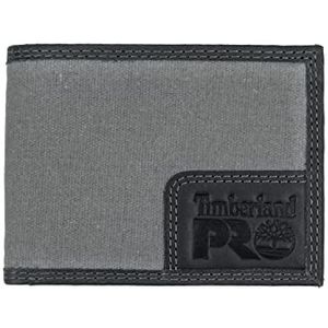 Timberland PRO Men's Canvas Leather RFID Billfold Wallet with Back ID Window, Charcoal, One Size