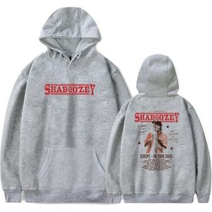 SKALSDVXC Shaboozey Merch Europe UK Tour 2025 Hoodie Tourdata Merch Lange Mouw Mannen Vrouwen Sweatshirt (GRIJS, XXS), Grijs, XXS