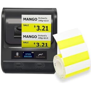 Thermisch Printer DP30S 80 Mm Mini Draagbare Thermische Printer Met 2 Rollen Black Mark Label Sticker BT Barcode Maker Duidelijk Snel(DP30S 2Roll 50x30Y)