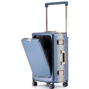 Koffer 20""24"" inch retro spinner rolbagage laptop trolley koffertas op wielen (Color : BLUE, Size : 28"")