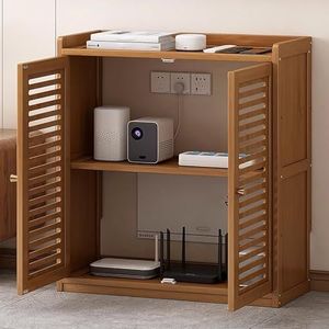 LIUWOPA WiFi-router verborgen opbergkast, dubbeldekse plank voor thuis en op kantoor, onzichtbare organizer met uitgehold zijkanten (58,9 x 24,8 x 67 cm) - stijlvolle en functionele meubels