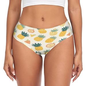 sawoinoa Ananas Fruit Stippen Spot Onderbroek Dames Middelgrote Taille Slip Dames Comfortabel Elastisch Sexy Ondergoed Bikini Slipje, Mode Pop, XS