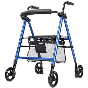 Loophulp Ouderen 4-wielige rollator met rugleuning, Heavy Duty Rollator Walker voor ouderen, gehandicapten, patiënten met beperkte mobiliteit, loopstabilisator