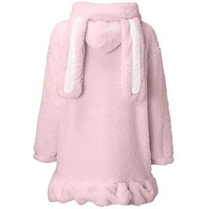 Kawaii Hoodies Women Winter Warm Lambswool Oversized Sweatshirt Cute Bunny Ears Long Sleeve Zip Up Hooded Fleece Jacket