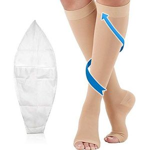 Compressiesokken, 20-30 mmHg, professionele verzorging voor enkel, spataderen, kuitoedeem, pijnverlichting, geschikt voor verpleegkundigen, moederschap, vliegreizen, Beige, S