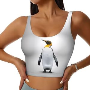 Grappige kikkers - Crop Tops voor Vrouwen Sportbeha U-rug Verwijderbare Gewatteerde Crop Workout Tank Top met Ingebouwde BH's, Slim Fit Mouwloze Atletische Vesten, Schattige pinguïn, S
