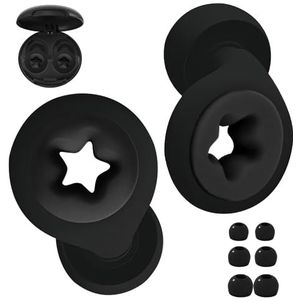 Mauepersu Oordopjes om te slapen, zachte, herbruikbare siliconen gehoorbescherming + 8 opzetstukken in S/M/L, geluidsreductie SNR 24 dB en NRR 14, ook voor reizen en concentratie (zwart)