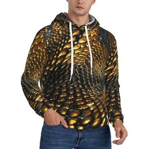 Jkkghll Snake Skin Print Mannen Hooded Warme Lichtgewicht Trui Voor Winter Herfst En Lente Casual Wear, Zwart, XS