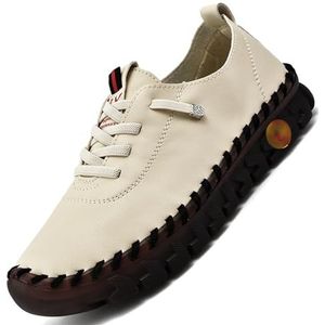 2024 Nieuwe orthopedische schoenen for dames, platte schoen met ronde kop, antislip onderkant, lederen zachte runderpees loafers met platte bodem (Color : White, Size : 41)