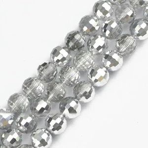 30 stuks 10 mm 96 gefacetteerde voetbalvorm kristal ronde losse kralen voor sieraden armband ketting accessoires maken DIY-JL1014 half zilver-10 mm 30 stuks