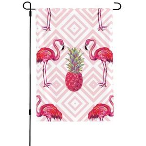LAMAME Roze Flamingo Ananas Gedrukt Tuin Vlag Patio Decoratieve Vlag Dubbelzijdige Tuin Vlag
