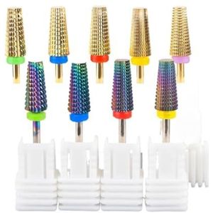 Mozulon 5-in-1 hardmetalen frees for nagelboortjes for elektrische nagelboor en manicuremachine(9pcs)