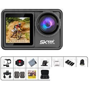 Actiecamera, Actie Camera 5K 4K 60FPS EIS Verwisselbare Lens 48MP Zoom Elektronische Stabilizer Camera Actie Camera for vlog(Not Card,Action Camera 5K A)